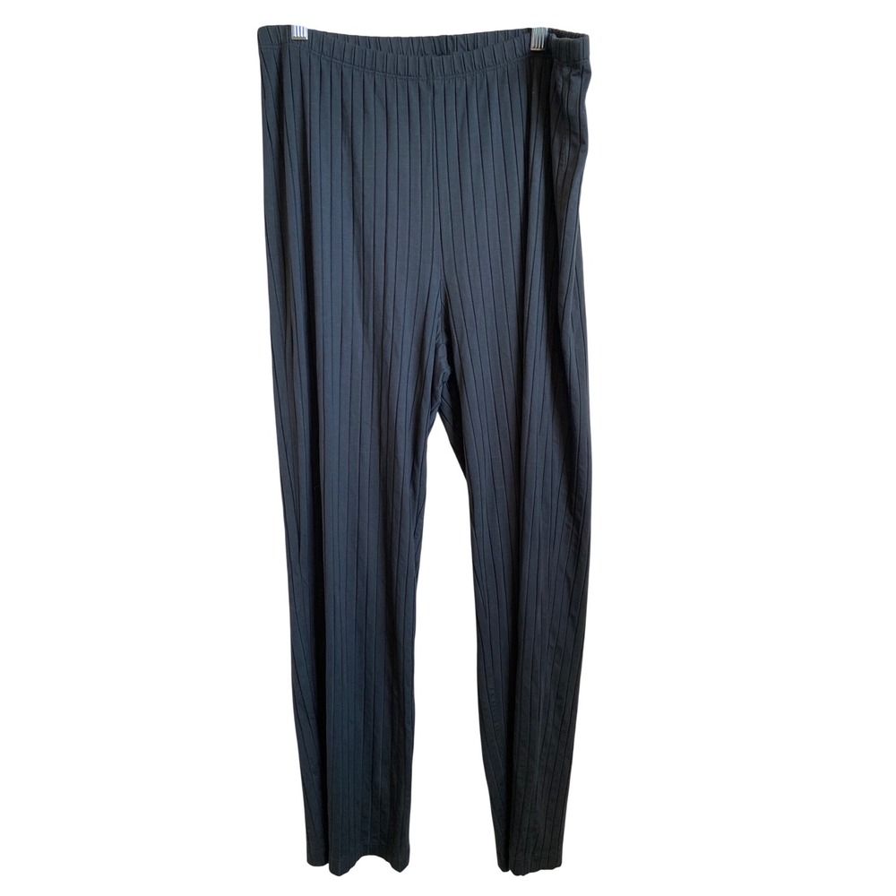 Eileen Fisher Womens Large Grey Ribbed Knit Tencel Straight Leg Pants
